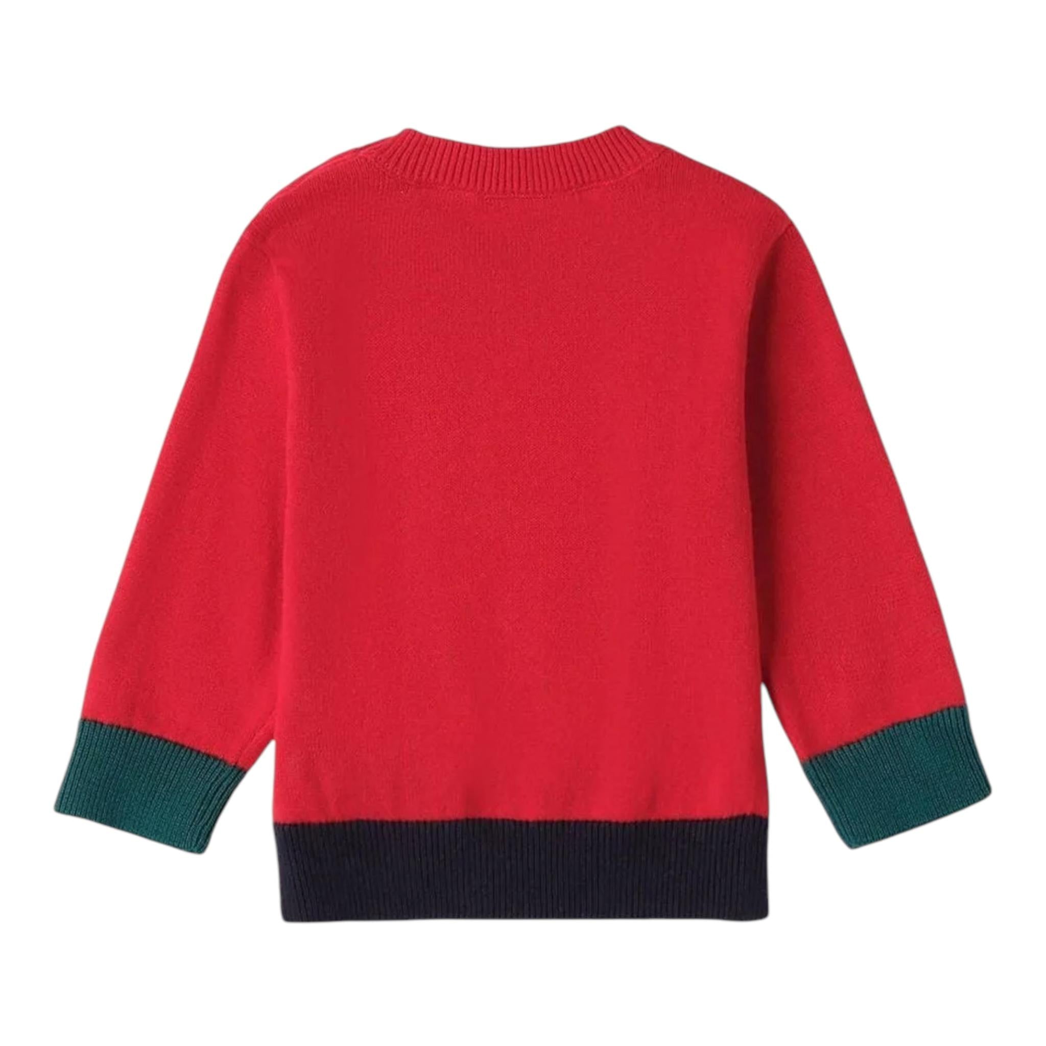MINI BANDA maglia girocollo tinta unita con renna Rosso per Neonato A671 ROSSO MINI BANDA 