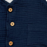 Lalalu' Solid Color Vest with Blue Buttons for Newborns