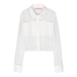 Miss Blumarine Embroidered Long Sleeve Shirt With White Top For Girls