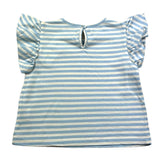Zhoe &amp; Tobiah Two-Tone Striped Ruffle T-Shirt White/Blue For Baby Girls