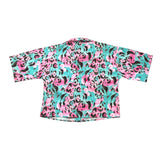 J'Aime' Plain Half Sleeve Shirt With Spotted Pattern In Aqua Green For Girls