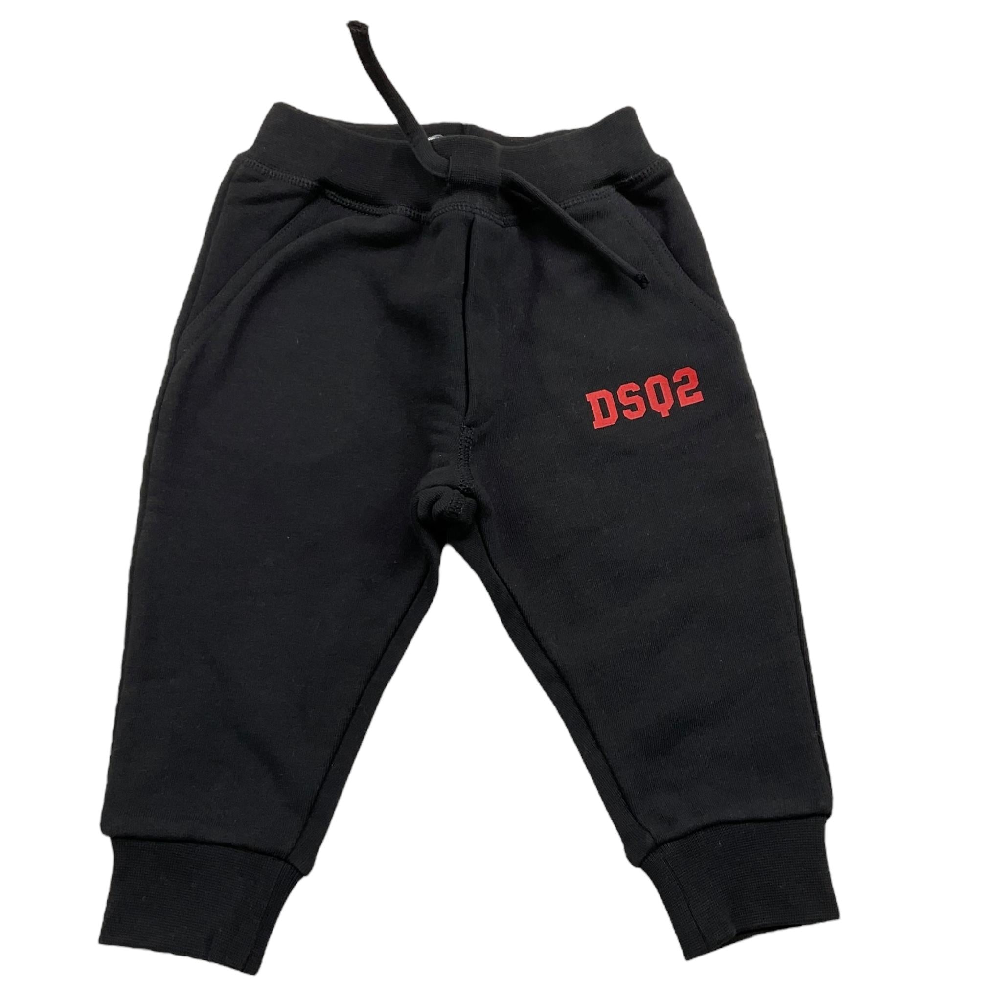 DSQUARED2 pantalone tuta tinta unita con logo Nero per Neonato DQ03FC NERO DSQUARED2 
