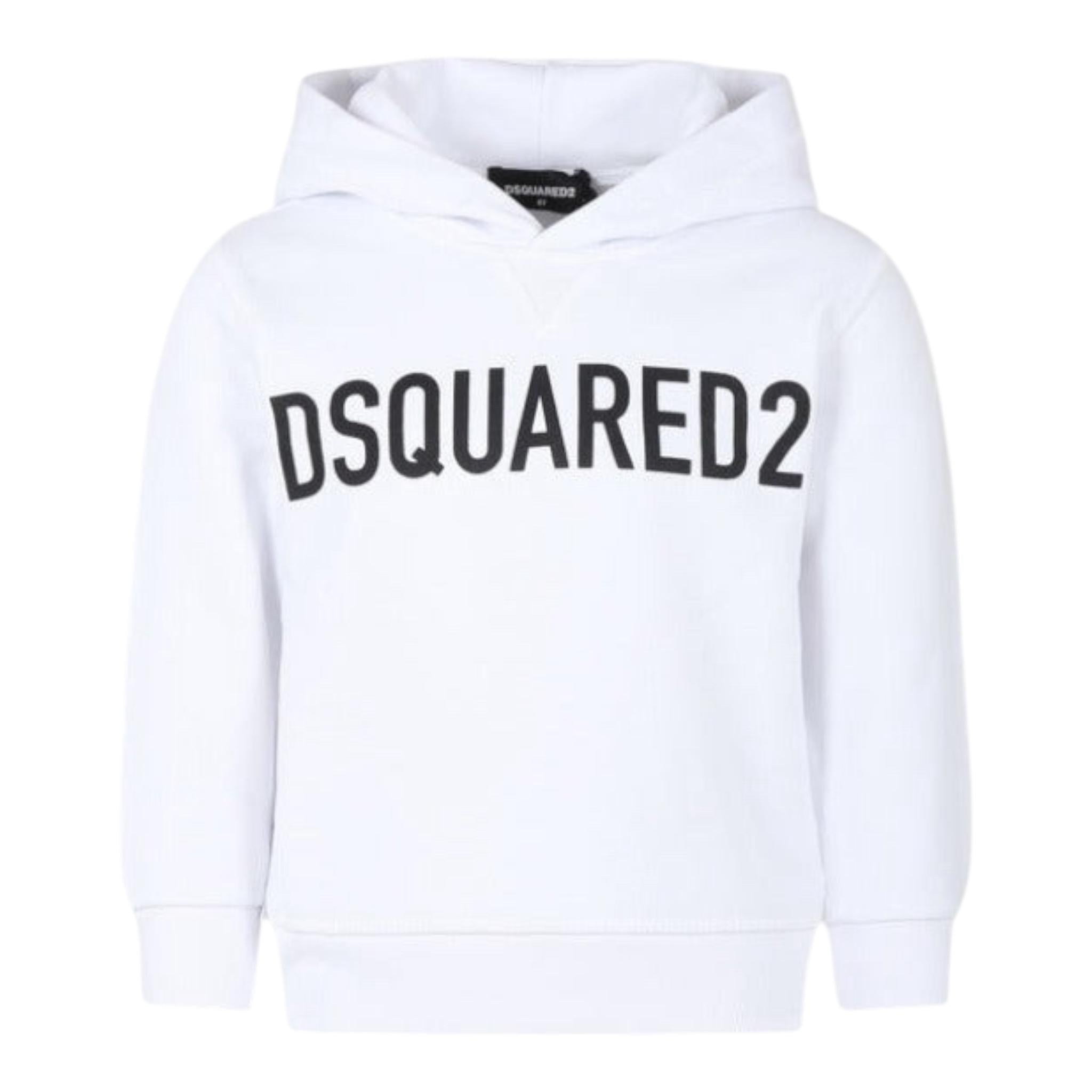 DSQUARED2 felpa tinta unita con stampa e cappuccio Bianco per Bambino DQ2613 BIANCO DSQUARED2 