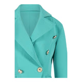 Odi Et Amo Green Double Breasted Solid Color Jacket For Girls