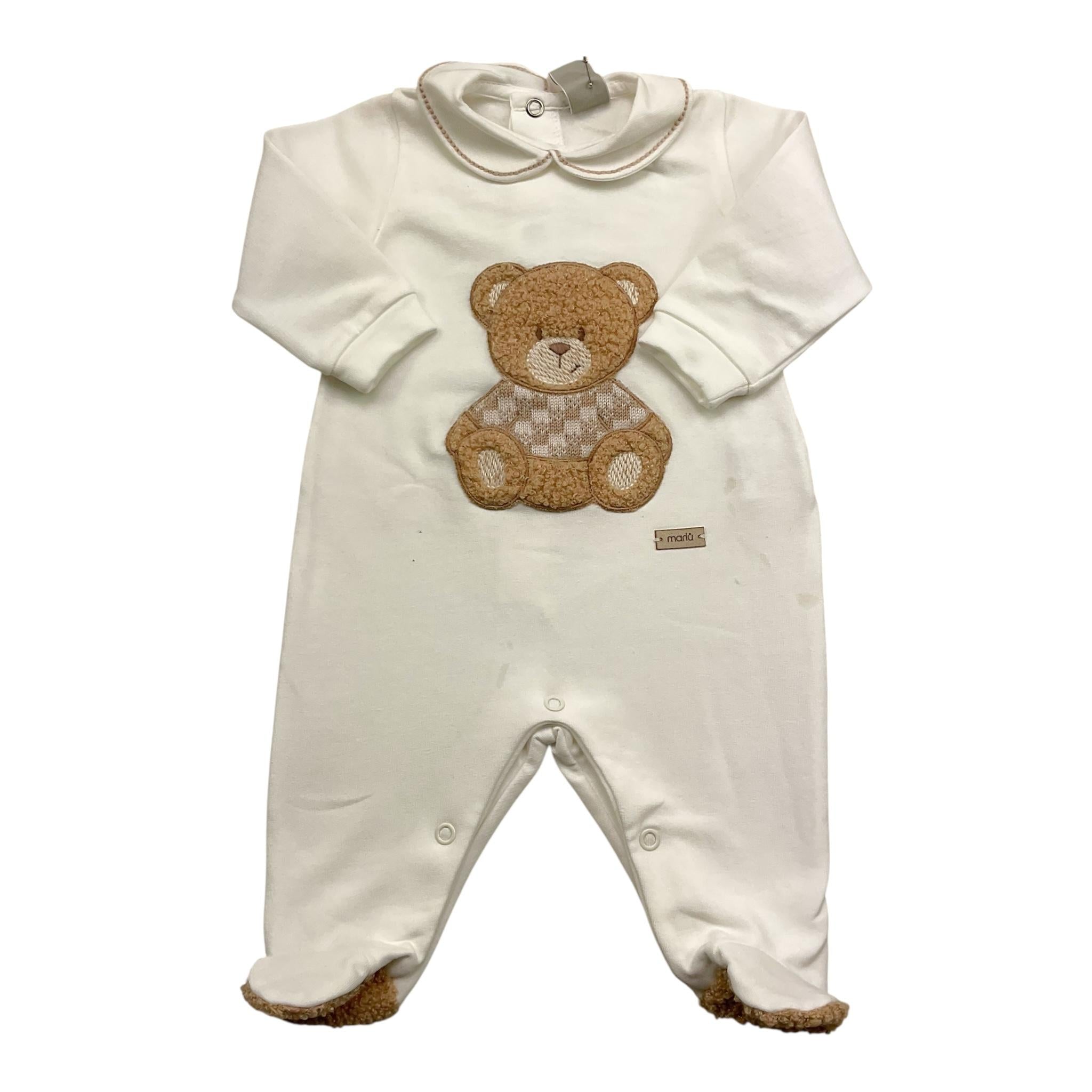 MARLU' tutina tinta unita con stampa Bianco per Neonato IB6114X BIANCO MARLU' 