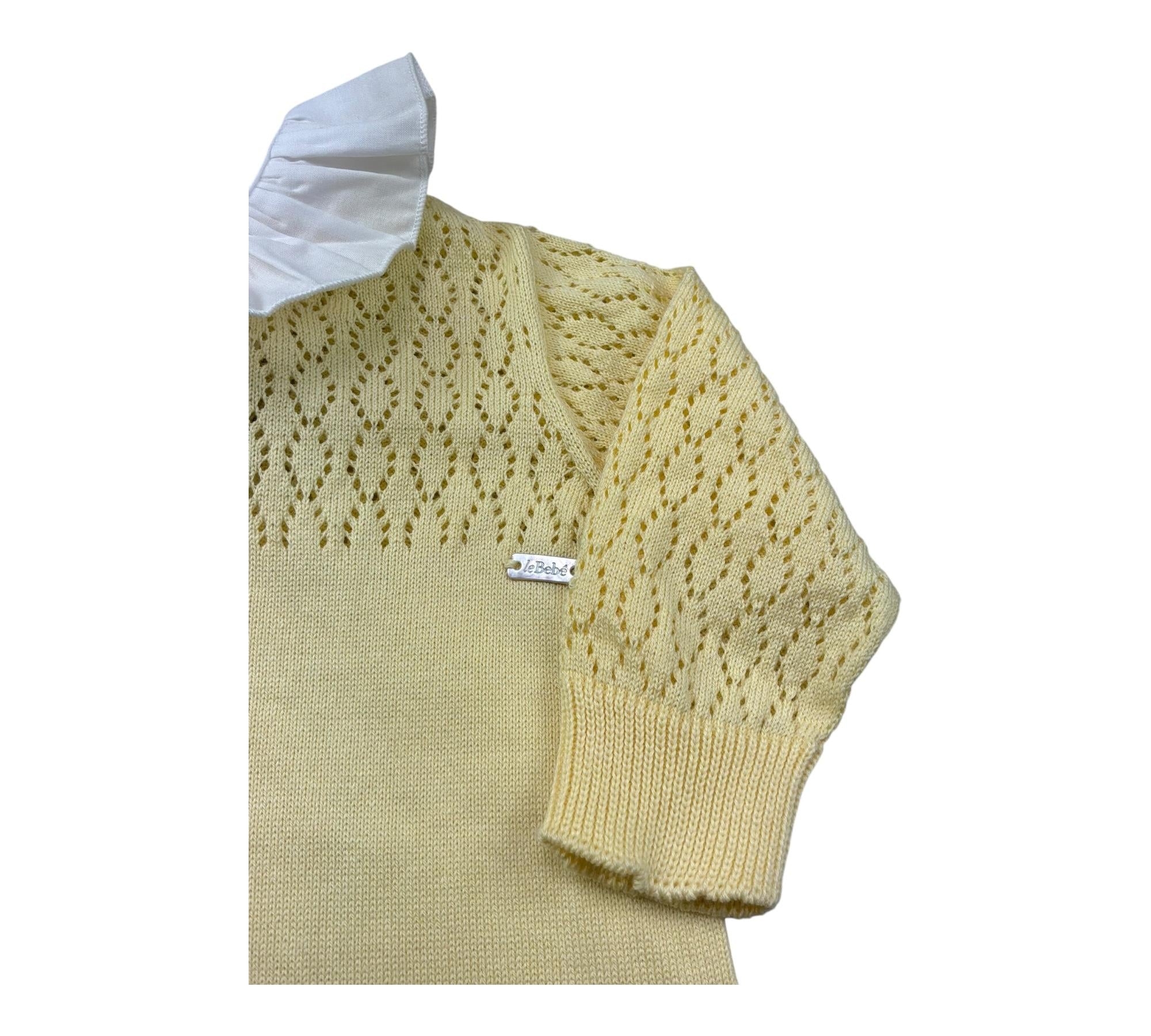 Le Bebe Tutina Manica Lunga Tinta Unita con Trafori per Neonata LBG6247 GIALLO LE BEBE 