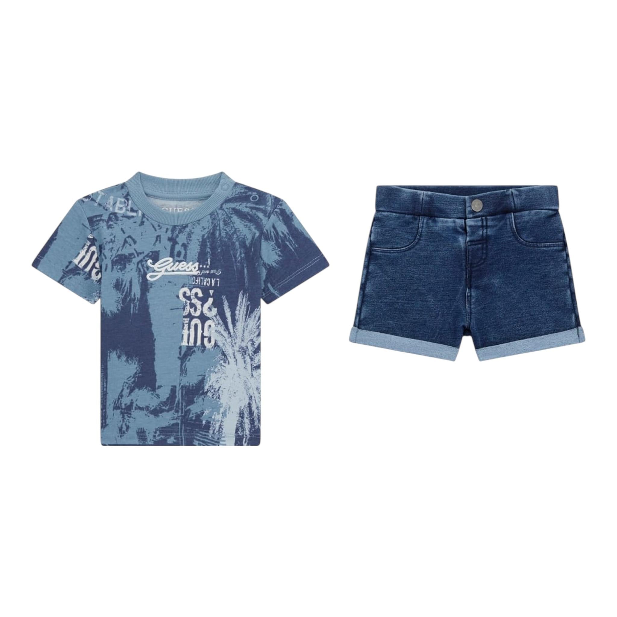 Guess Completo 2 Pezzi T-Shirt-Bermuda  per Neonato I5RG14K8HM4 BLU GUESS 