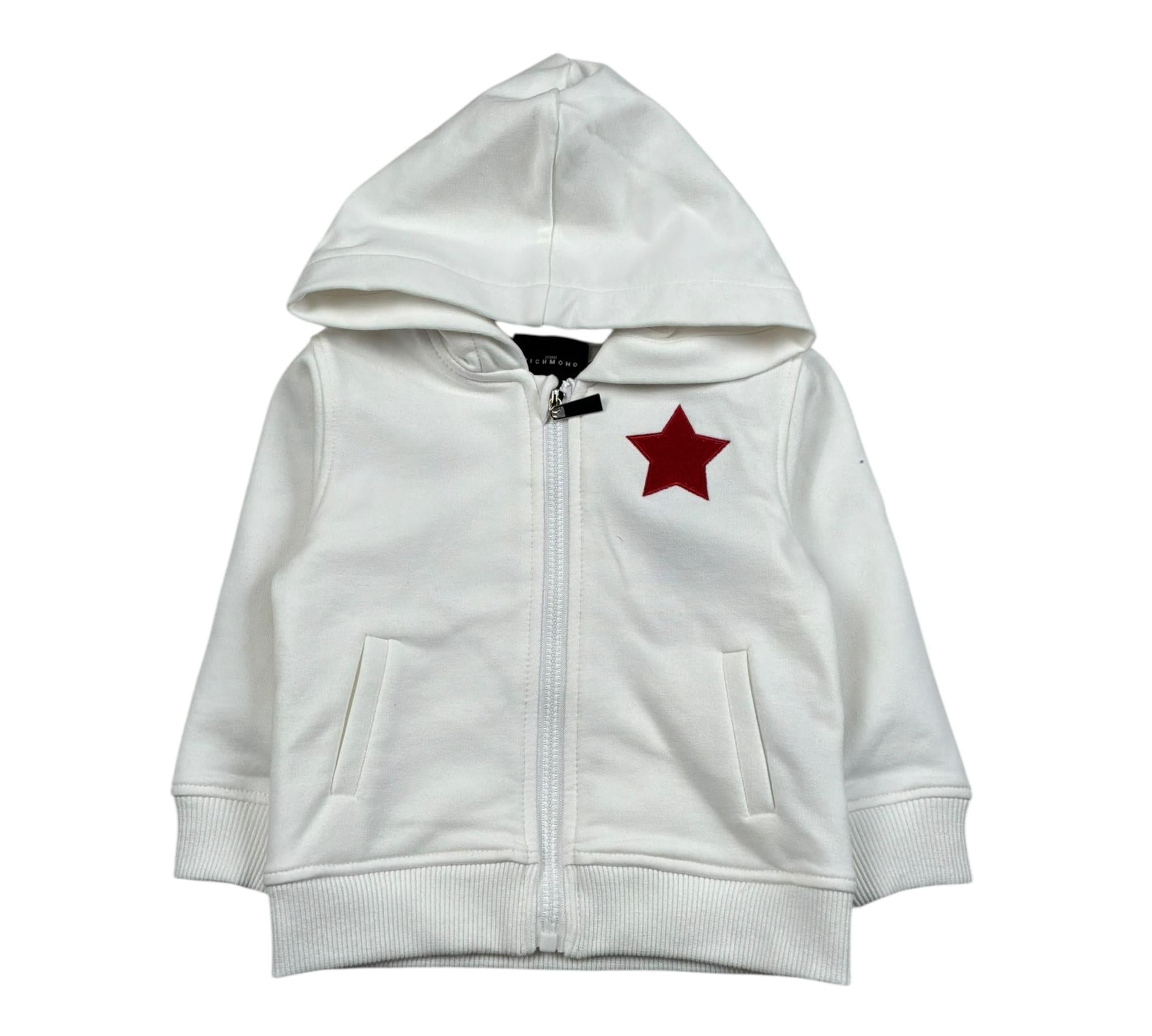 John Richmond Felpa con Zip E Cappuccio Tinta Unita per Neonata RIP26129FE BIANCO JOHN RICHMOND 