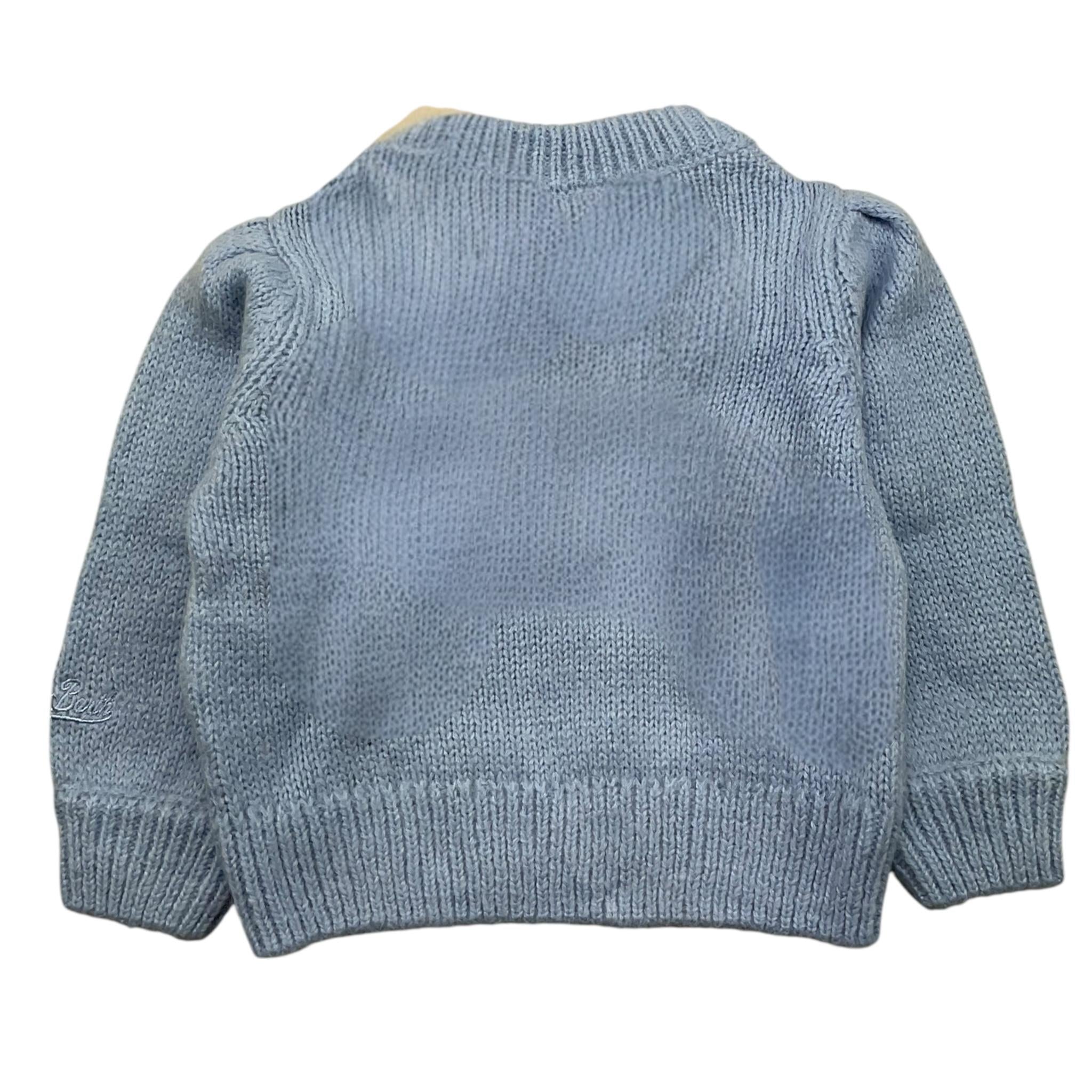 SAINT BARTH maglia mezzo collo tinta unita con ricami Azzurro per Neonata BLOM004X AZZURRO SAINT BARTH 