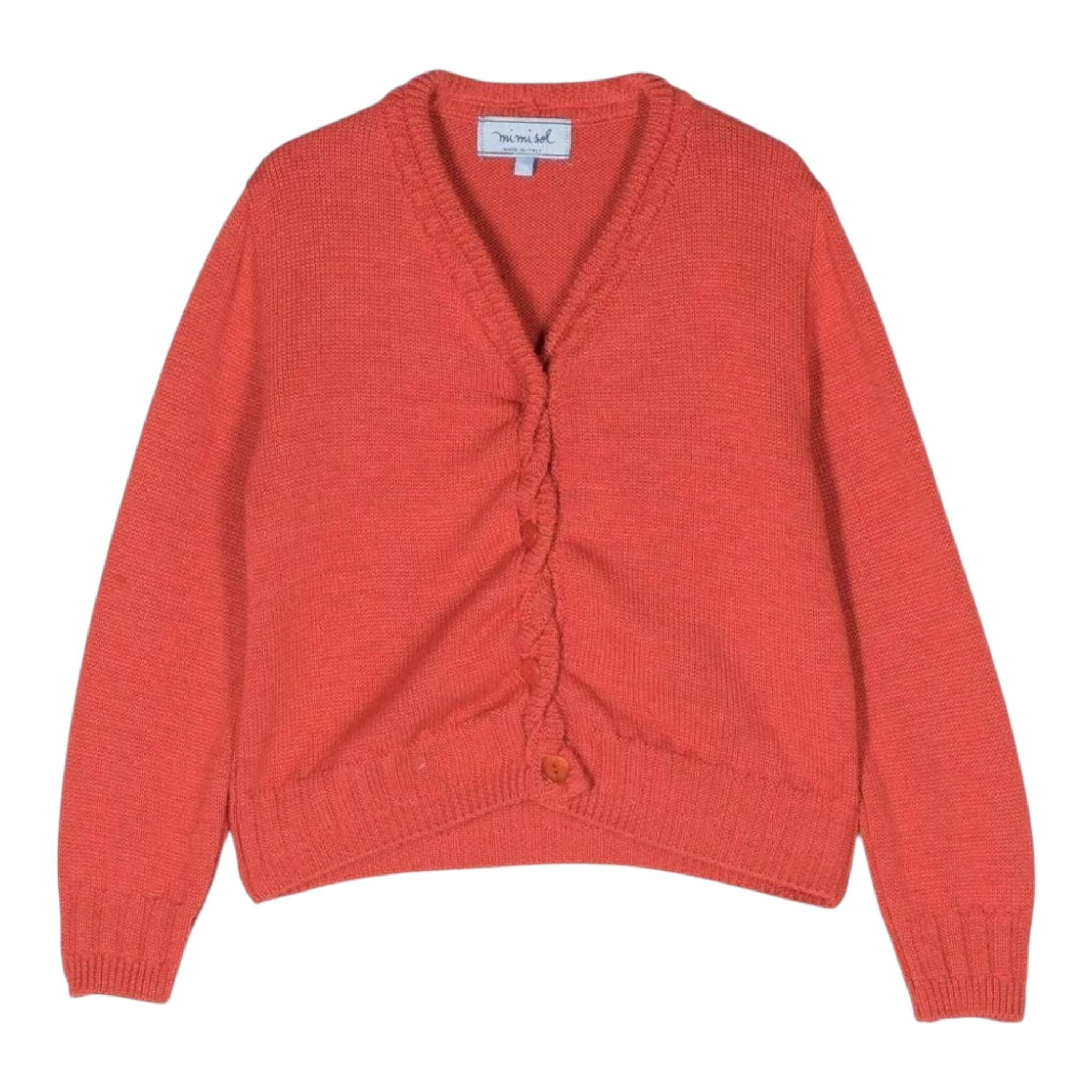 MIMISOL cardigan tinta unita con bottoni Corallo per Bambina MFMA049 CORALLO MIMISOL 