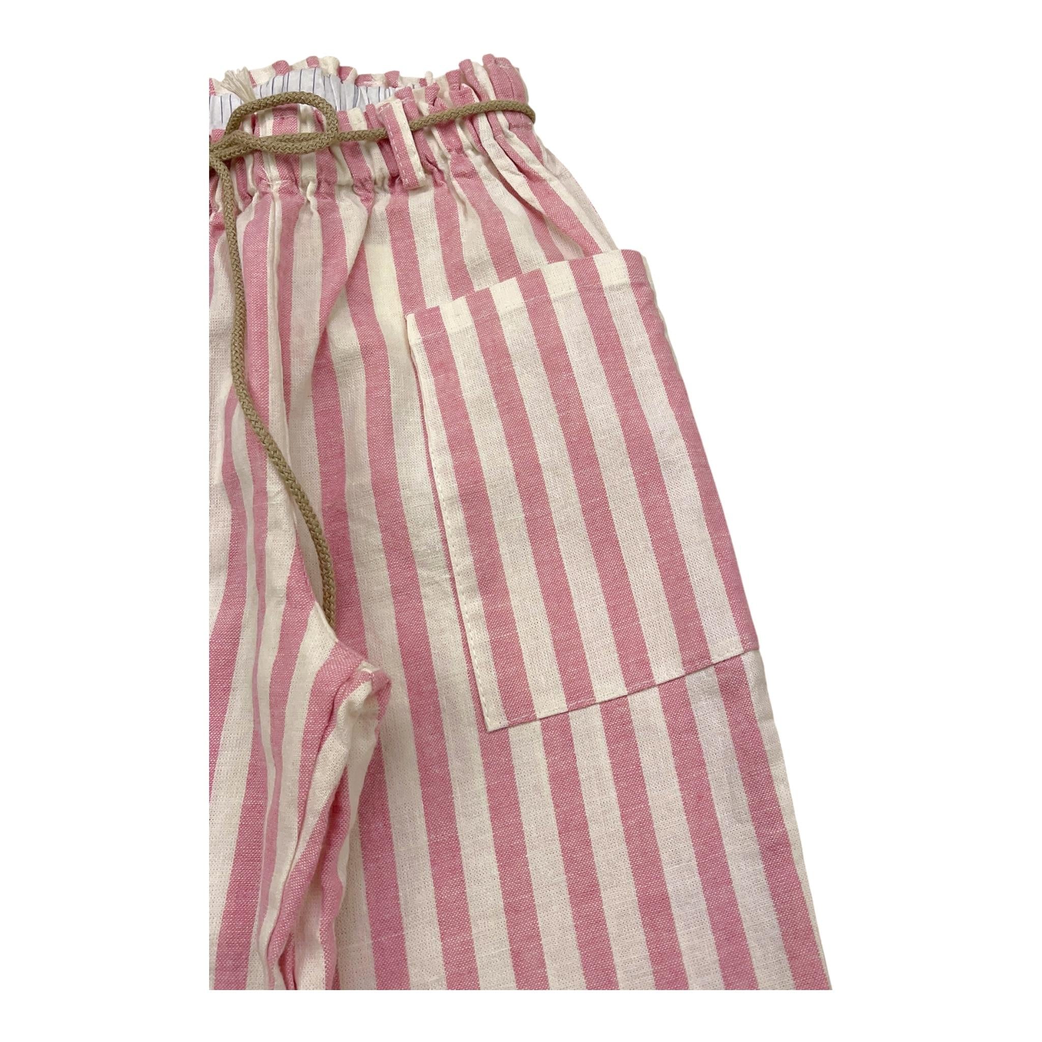 Babe & Tess Pantalone Bicolore con Fantasia A Righe per Bambina 04518085 BIANCO/ROSA BABE & TESS 