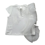 M+E' T-Shirt Girocollo Tinta Unita con Tulle per Bambina UE1768 BIANCO M+E' 