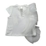 M+E' T-Shirt Girocollo Tinta Unita con Tulle per Bambina UE1768 BIANCO M+E' 