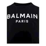 Balmain T-Shirt Girocollo Tinta Unita con Stampa per Bambino BT8P41X NERO BALMAIN 