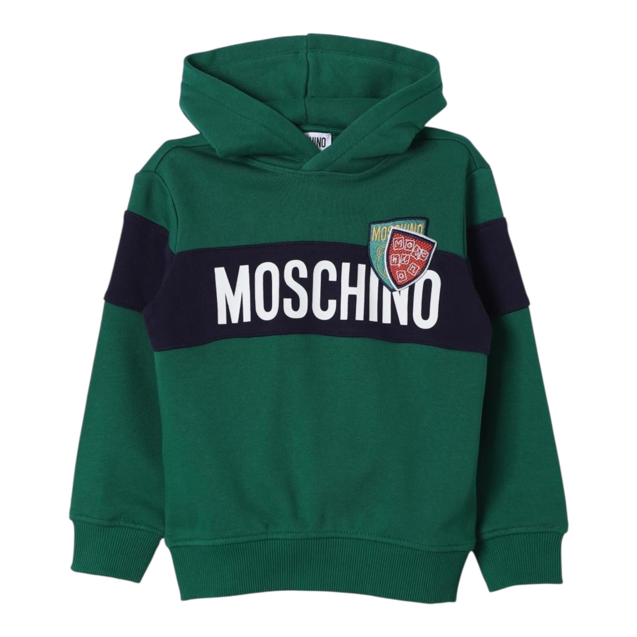 MOSCHINO felpa tinta unita con stampa e cappuccio Verde per Bambino HUF08GX VERDE MOSCHINO 