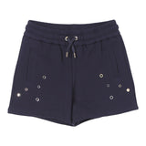 Chloe' Shorts In Solid Color Tracksuit With Blue Appliques For Girls
