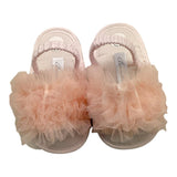 Barcellino Sandal Solid Color With Tulle And Elastic Pink For Newborn
