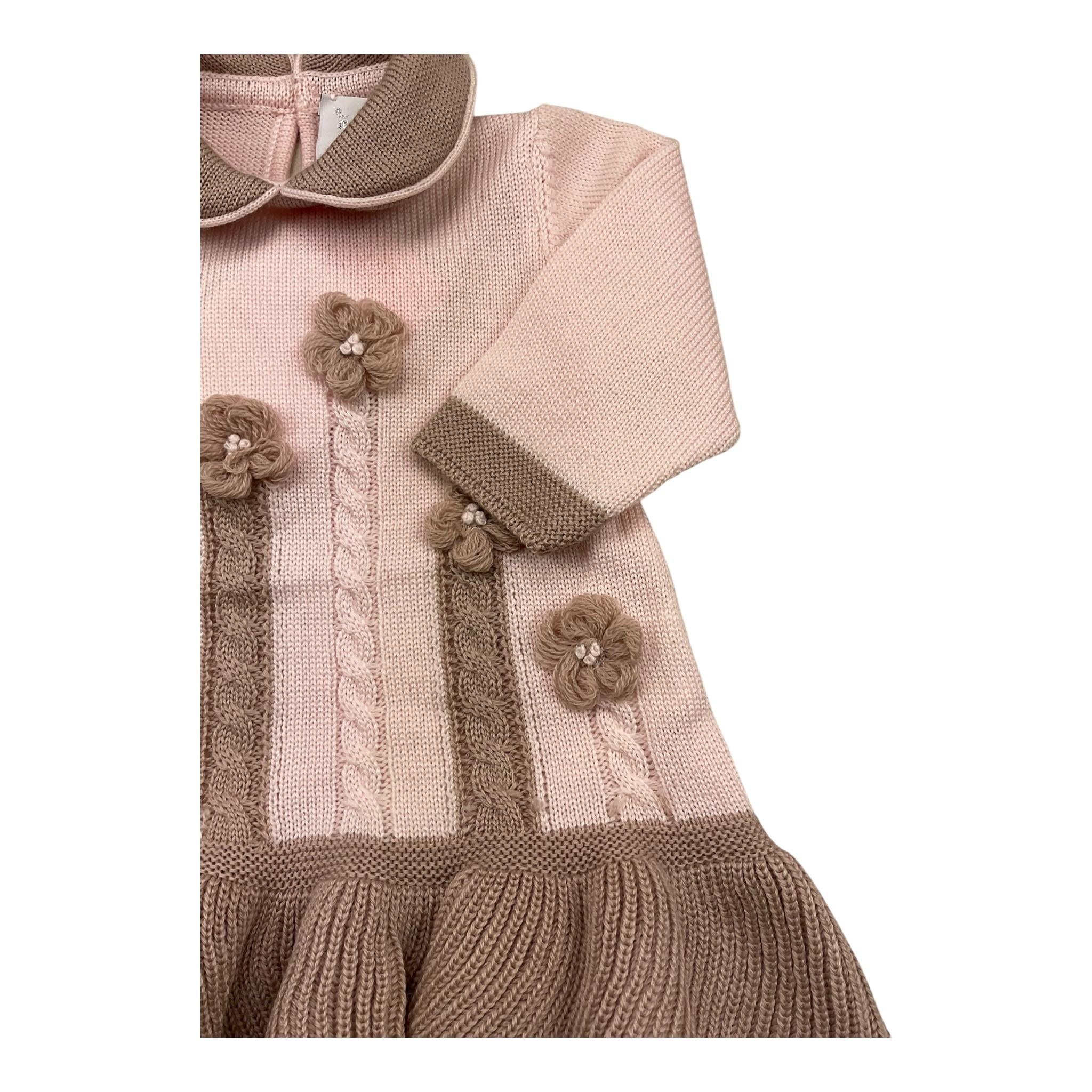 COLORI CHIARI abito manica lunga tinta unita con ricami in contrasto Rosa per Neonata FF107787 ROSA COLORI CHIARI 