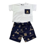 Moschino Completo 2 Pezzi T-Shirt-Bermuda Bicolore per Bambino MUG01CJ BIANCO/BLU MOSCHINO 