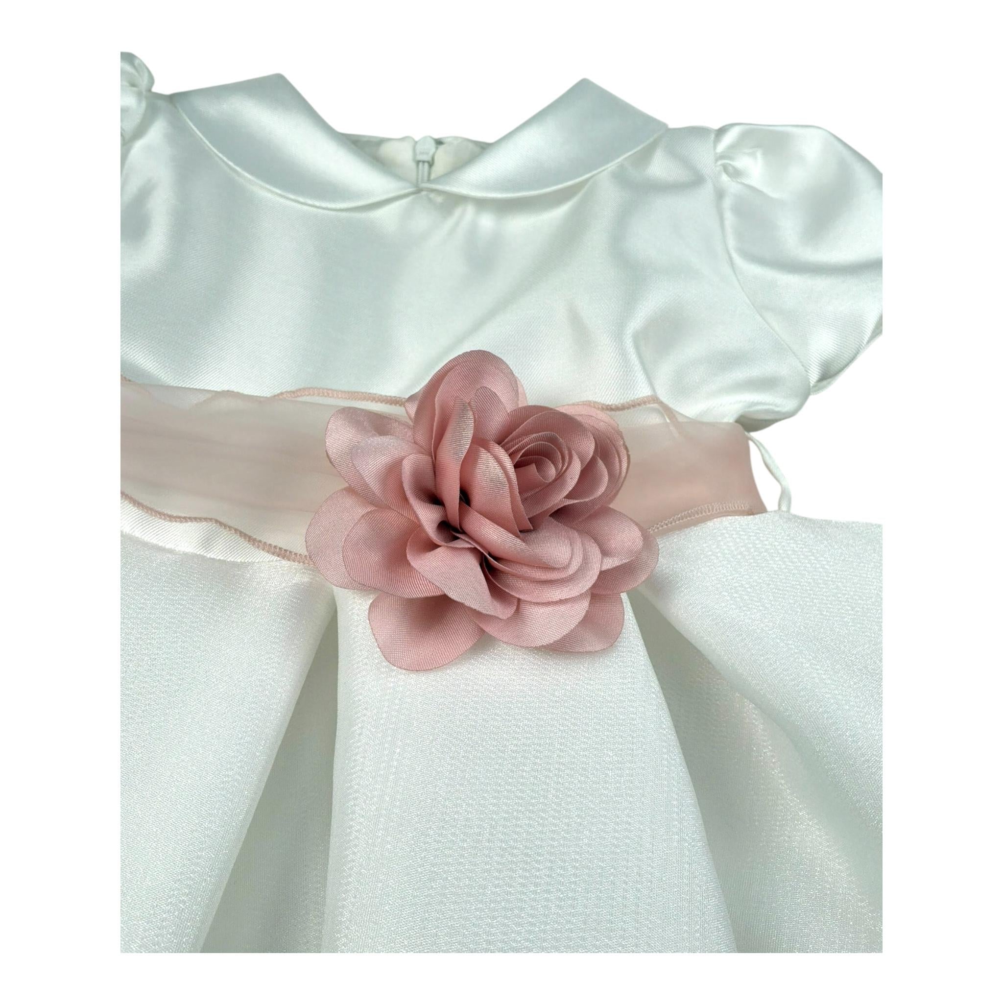 Bella Brilli Abito Cerimoniale Mezza Manica Tinta Unita con Cinturino per Bambina BB902564 BIANCO BELLA BRILLI 