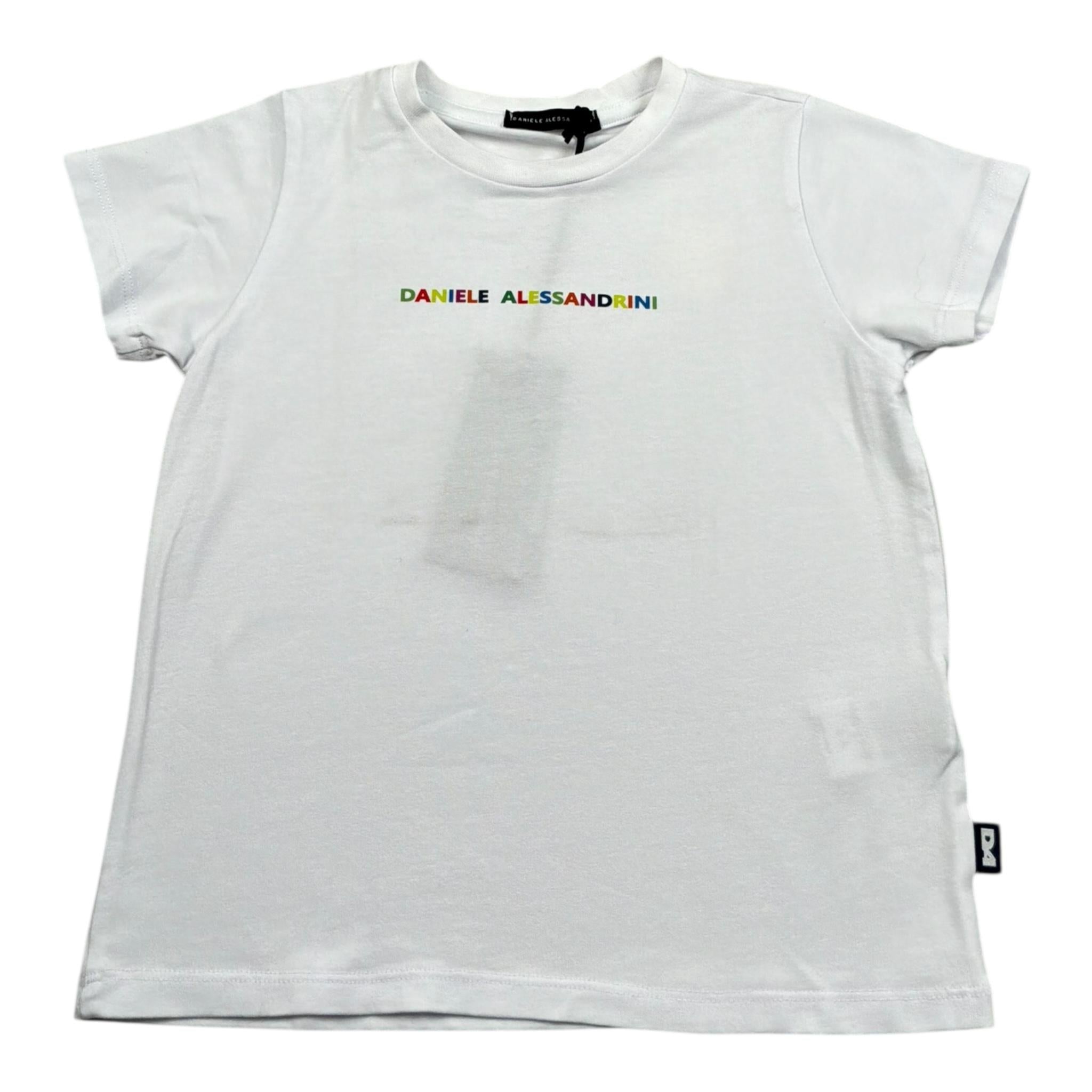 Daniele Alessandrini T-Shirt Girocollo Tinta Unita con Logo per Bambino 1296M00007J BIANCO DANIELE ALESSANDRINI 