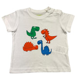 Losan Crew Neck Solid Color T-Shirt with Contrast Prints White for Newborns