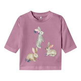 NAME IT shirt tinta unita girocollo con stampa Rosa per Neonata 13233403 ROSA NAME IT 