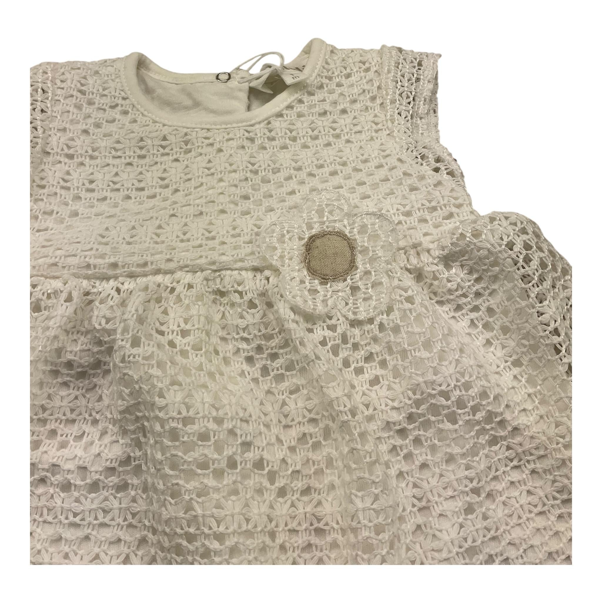 Lalalu' Pagliaccetto Giromanica Tinta Unita con Trafori per Neonata PLGC BIANCO LALALU' 