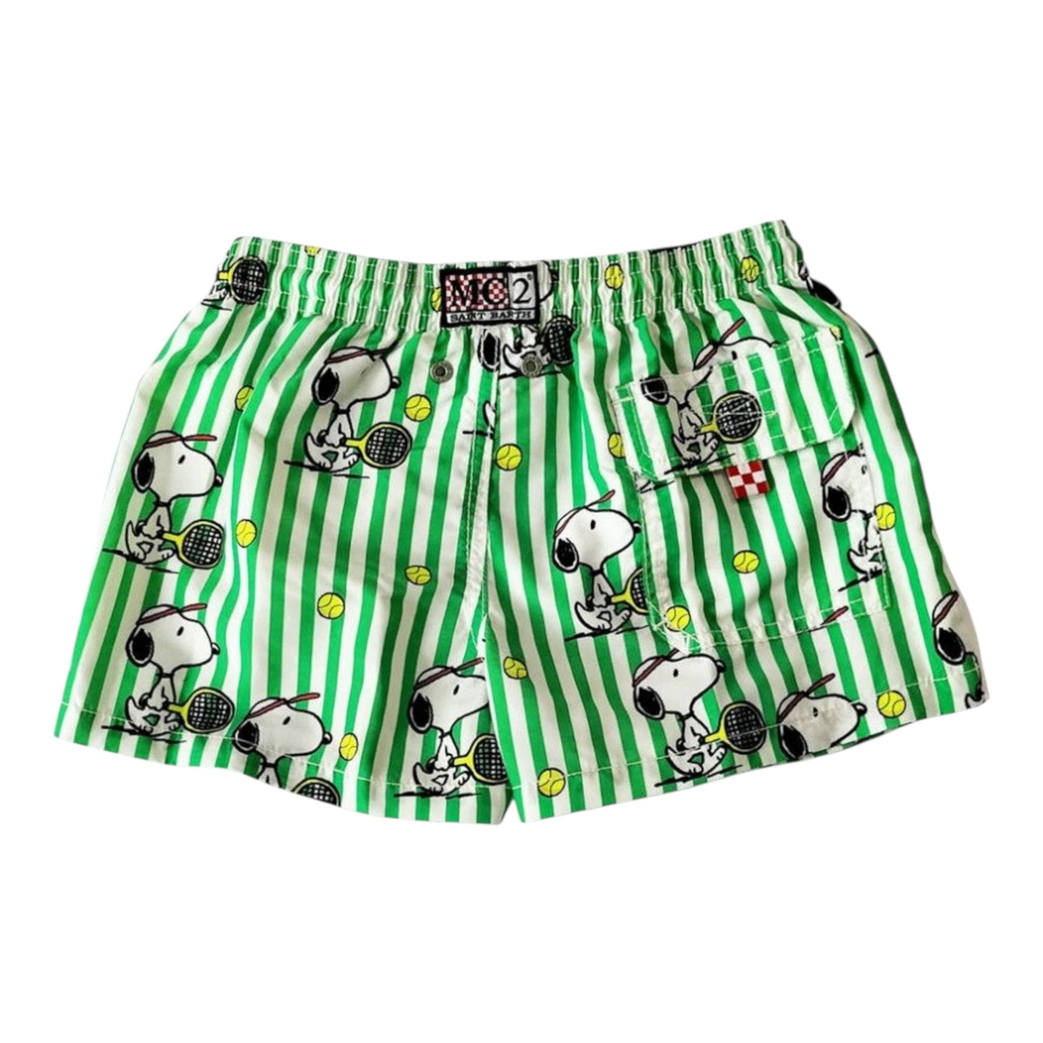 Saint Barth Costume Tinta Unita con Stampa Snoopy per Bambino SNOOPYT BIANCO/VERDE SAINT BARTH 