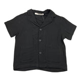 I'M Brian Solid Color Button Down Half Sleeve Shirt Black for Boys