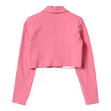 Gaelle Pink Solid Color Crop Jacket For Girls