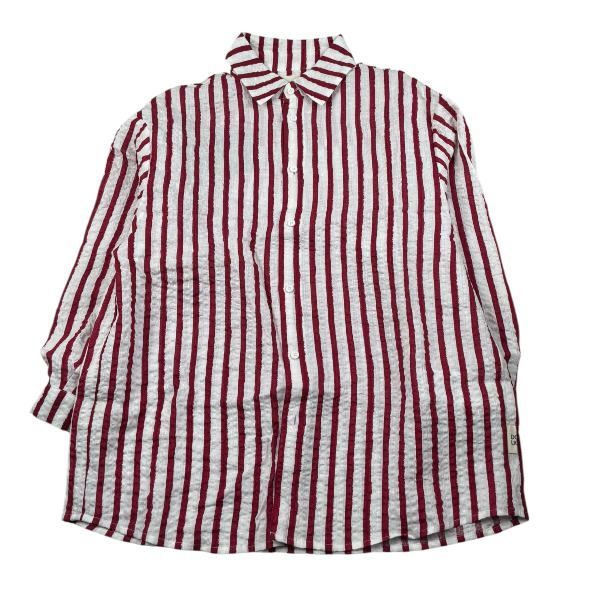 Dou Dou Camicia Tinta Unita con Fantasia A Righe per Bambina DW5P30XXX BIANCO DOU DOU 