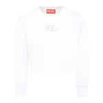 Diesel Felpa Chiusa Girocollo Tinta Unita con Logo per Bambina J01826XX PANNA DIESEL 