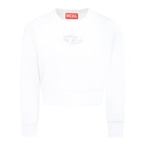 Diesel Felpa Chiusa Girocollo Tinta Unita con Logo per Bambina J01826XX PANNA DIESEL 