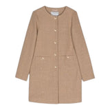 Herno Coat Solid Color With Buttons Round Neck Sand For Girls
