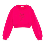 LIU JO felpa modello crop tinta unita con stampa Fuxia per Bambina GF4092 FUXIA LIU JO 