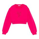 LIU JO felpa modello crop tinta unita con stampa Fuxia per Bambina GF4092 FUXIA LIU JO 