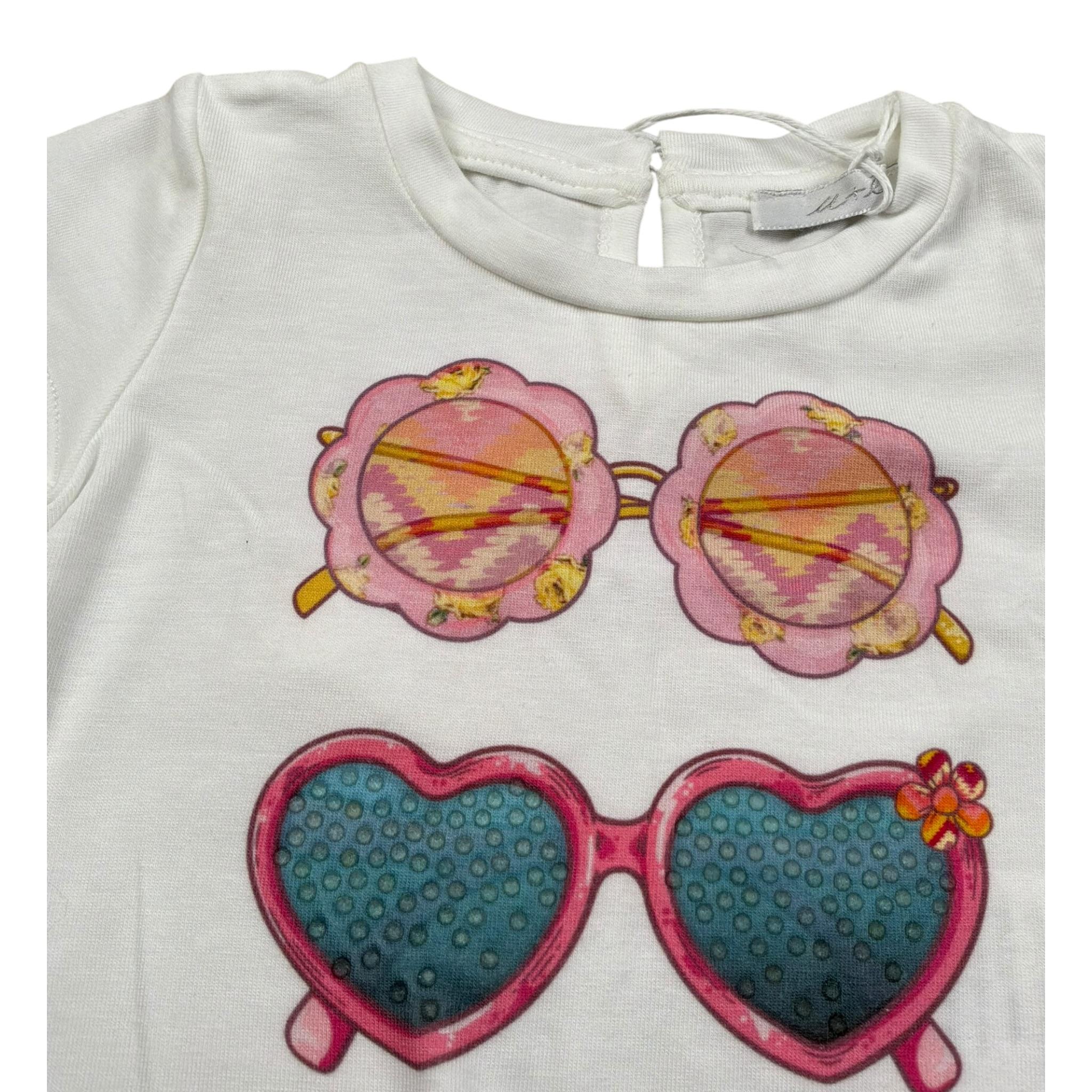 M+E' T-Shirt Girocollo Tinta Unita con Stampa per Neonata UE1860XX PANNA M+E' 