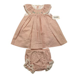 Valentina Bebes Set Solid Color Dress-Pink Culotte For Newborn