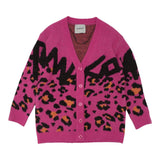 PINKO cardigan tinta unita con fantasia maculata Fuxia per Bambina F4PIJGJCA044 FUXIA PINKO 