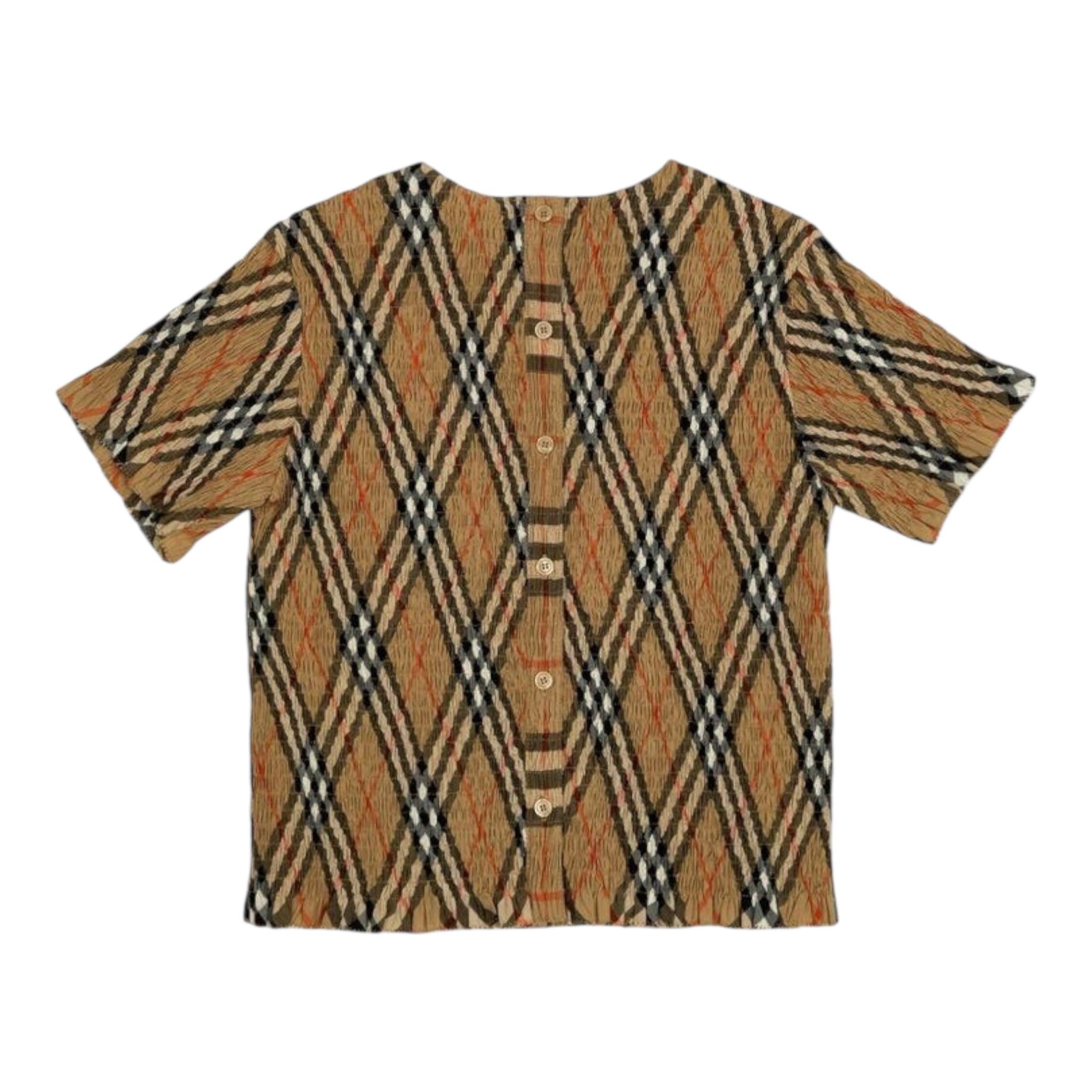 Burberry T-Shirt Girocollo Tinta Unita con Fantasia per Neonata 8100073N BEIGE BURBERRY 