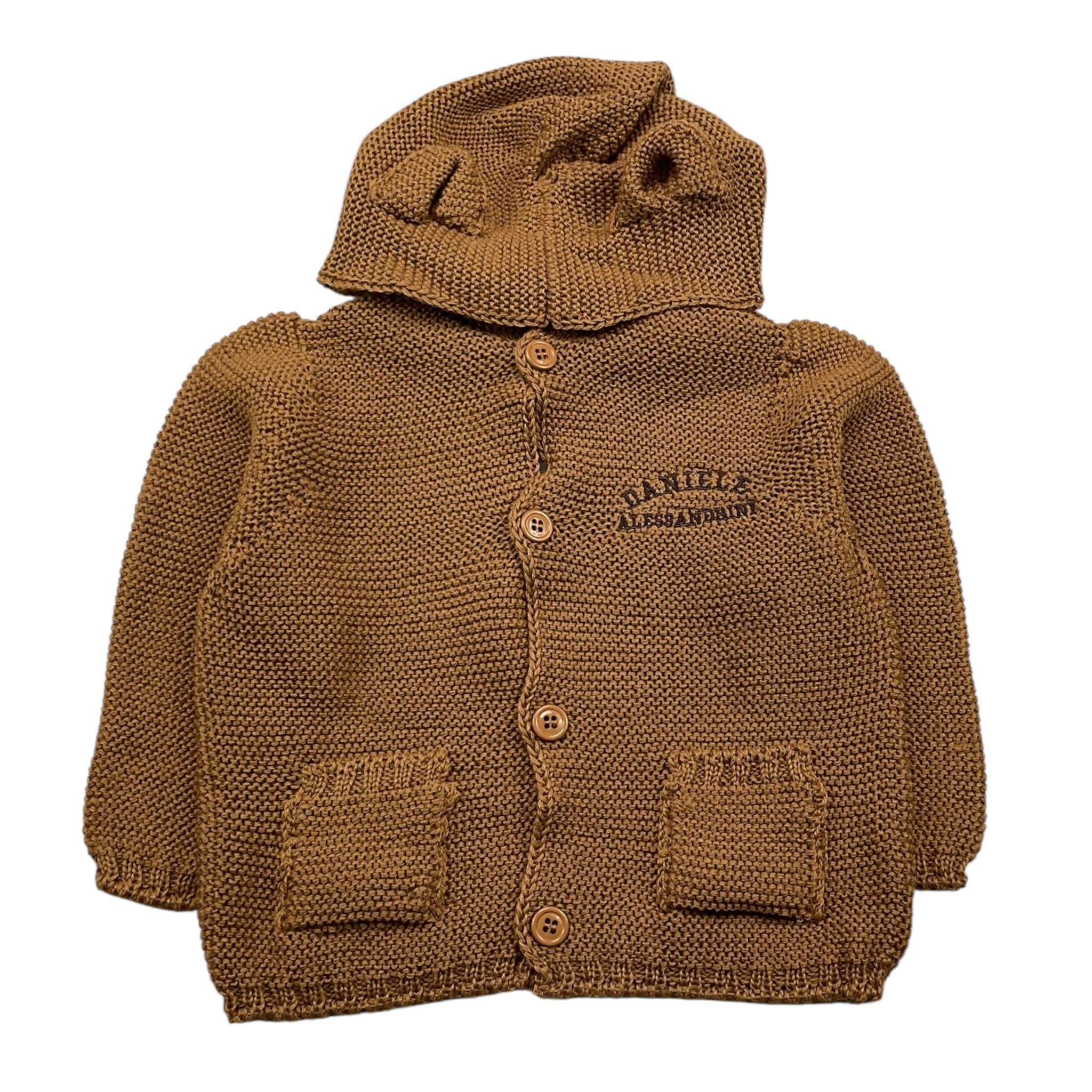 DANIELE ALESSANDRINI cardigan tinta unita con cappello Cammello per Neonato 1291W00035NX CAMMELLO DANIELE ALESSANDRINI 