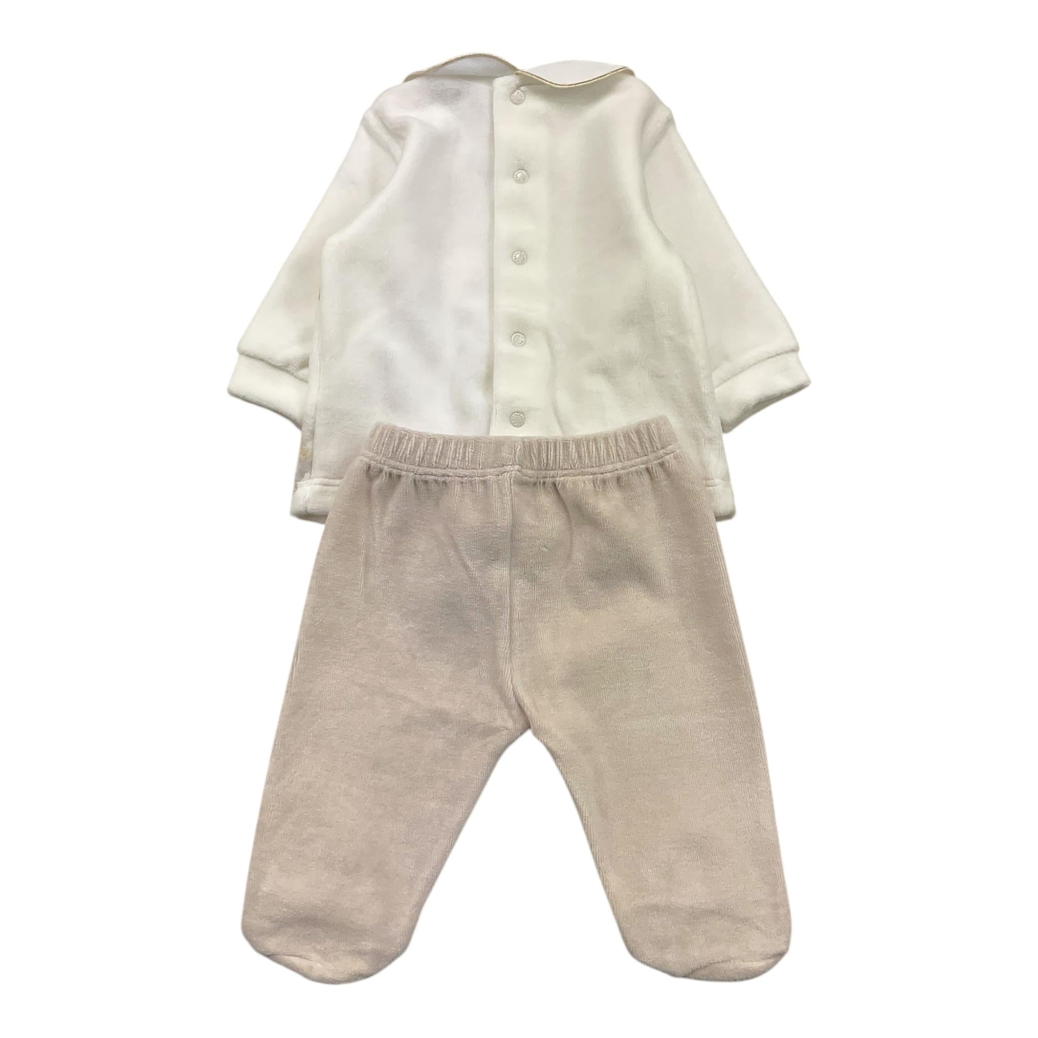 BARCELLINO completo 2pz maglia-ghettina tinta unita con stampa Bianco per Neonata 115602 BIANCO BARCELLINO 