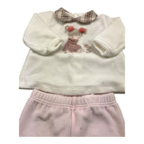 LALALU' completo 2 pezzi maglia-ghettina in ciniglia Bianco/rosa per Neonata CPL6NX BIANCO/ROSA LALALU' 