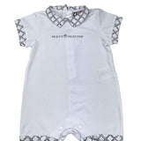Cesare Paciotti Romper Half Sleeve Solid Color with Logo Profiles White for Newborns