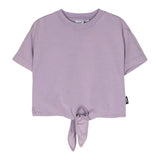 Aspesi Solid Color Crew Neck T-Shirt With Lilac Knot For Girls
