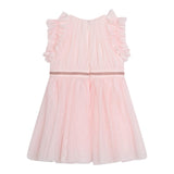 Carre'Ment Beau Solid Color Sleeveless Dress With Pink Tulle For Baby Girl