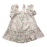 Babidu Dress with Armholes Solid Color and Contrast Pattern White for Baby Girl