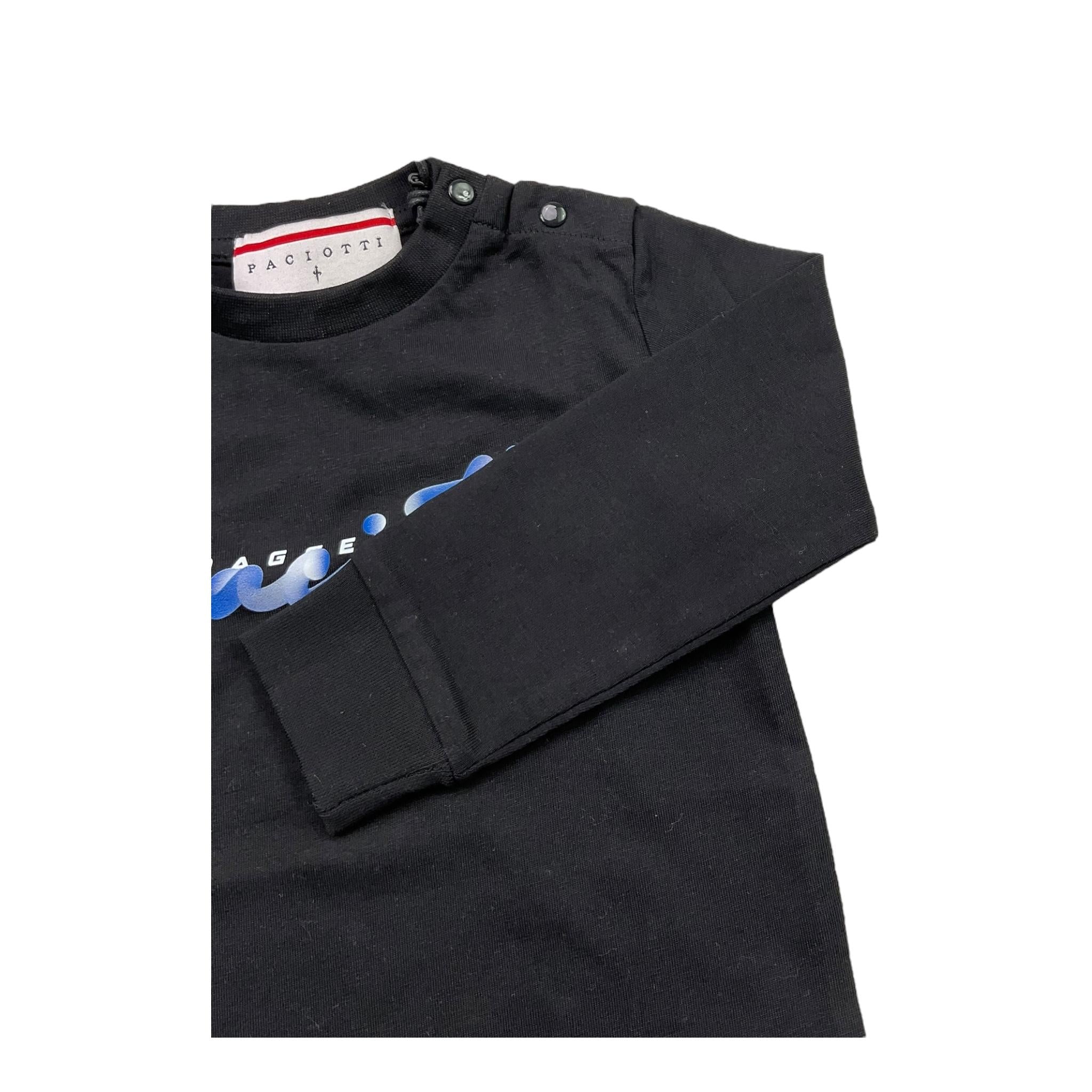 CESARE PACIOTTI shirt girocollo tinta unita con stampa Nero per Bambino TSP5316B NERO CESARE PACIOTTI 