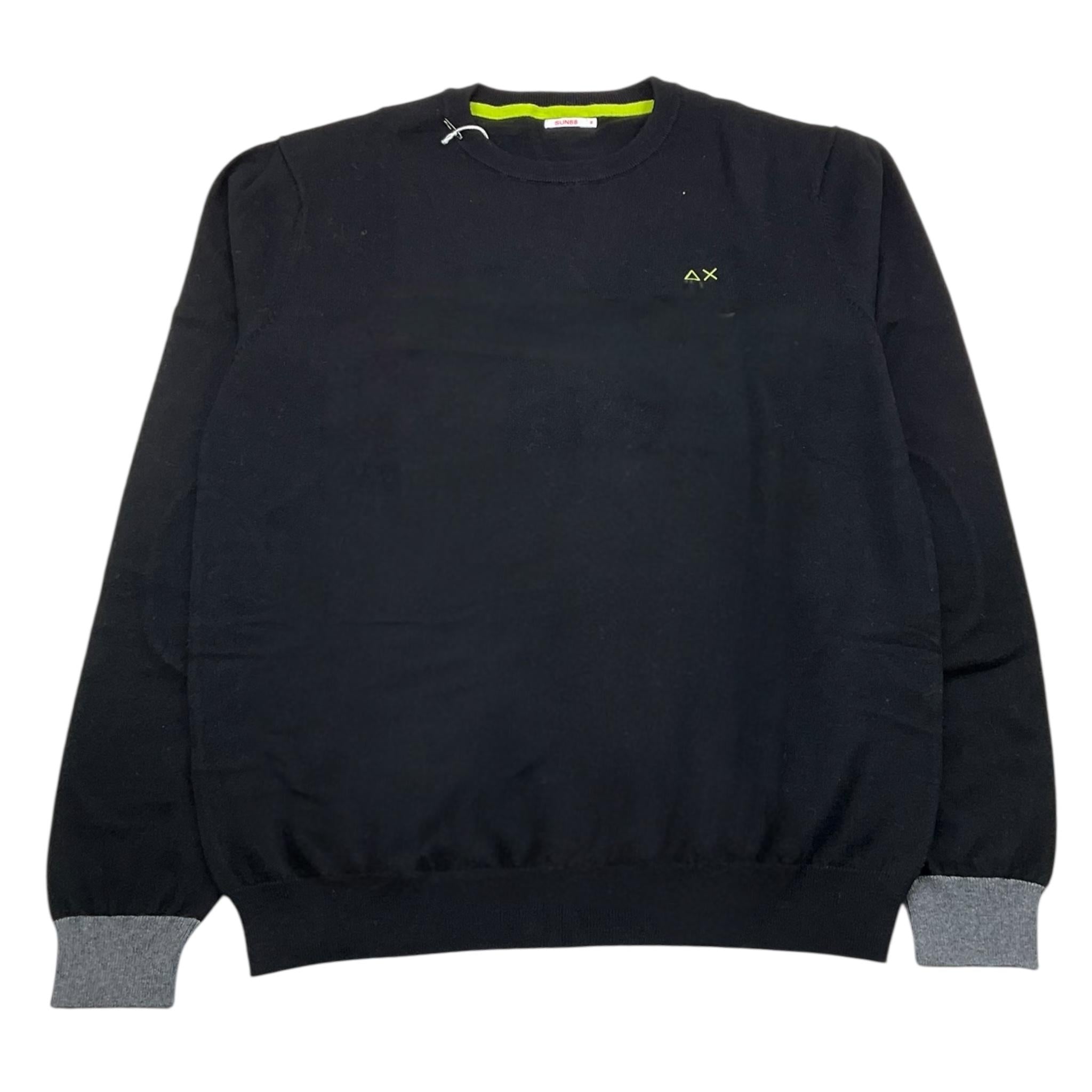 SUN68 maglia girocollo tinta unita con logo e toppe Nero per Bambino K44327XX NERO SUN68 